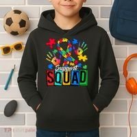 Autism Awareness Support Squad Family Kids Hoodie thumb 2