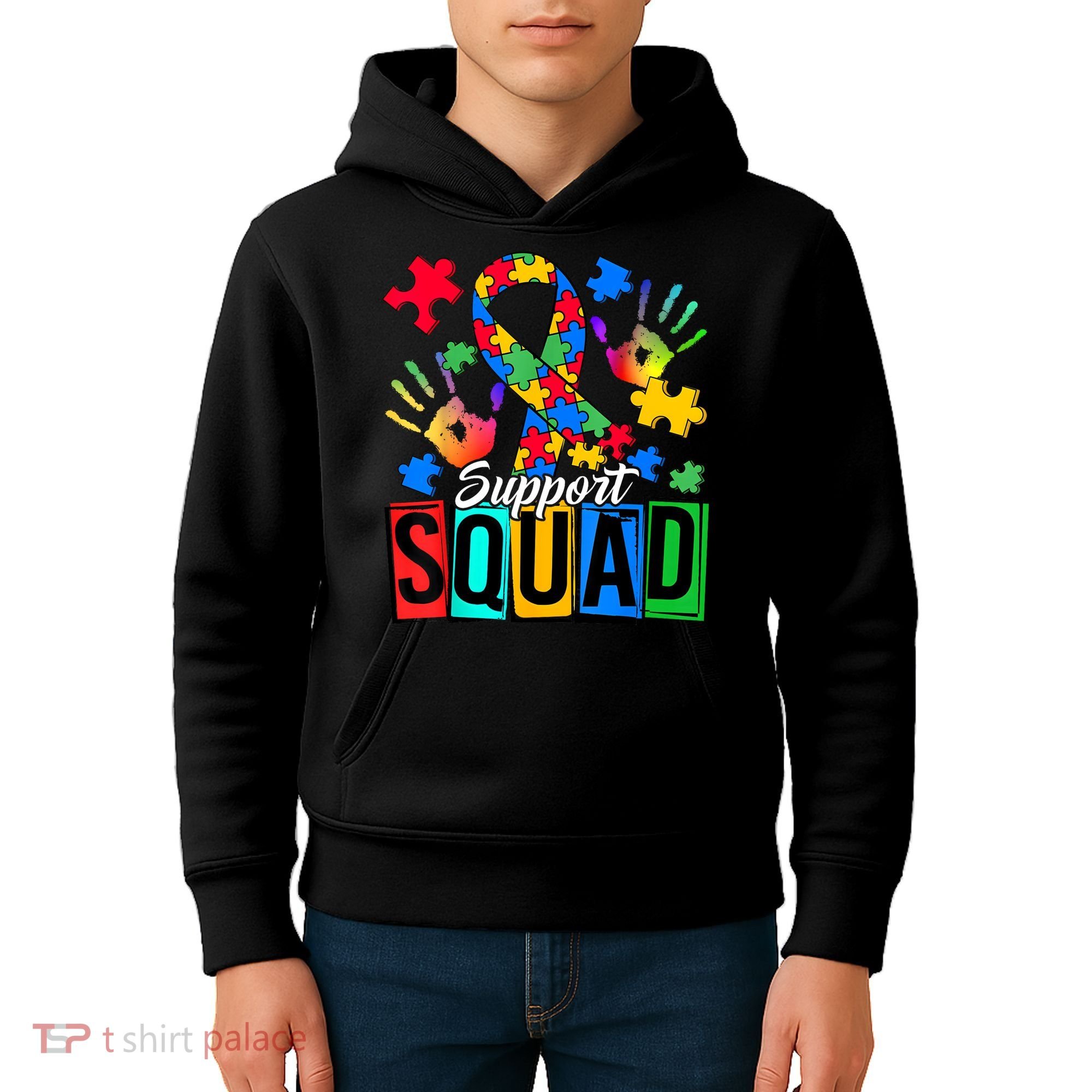 Autism Awareness Support Squad Family Kids Hoodie