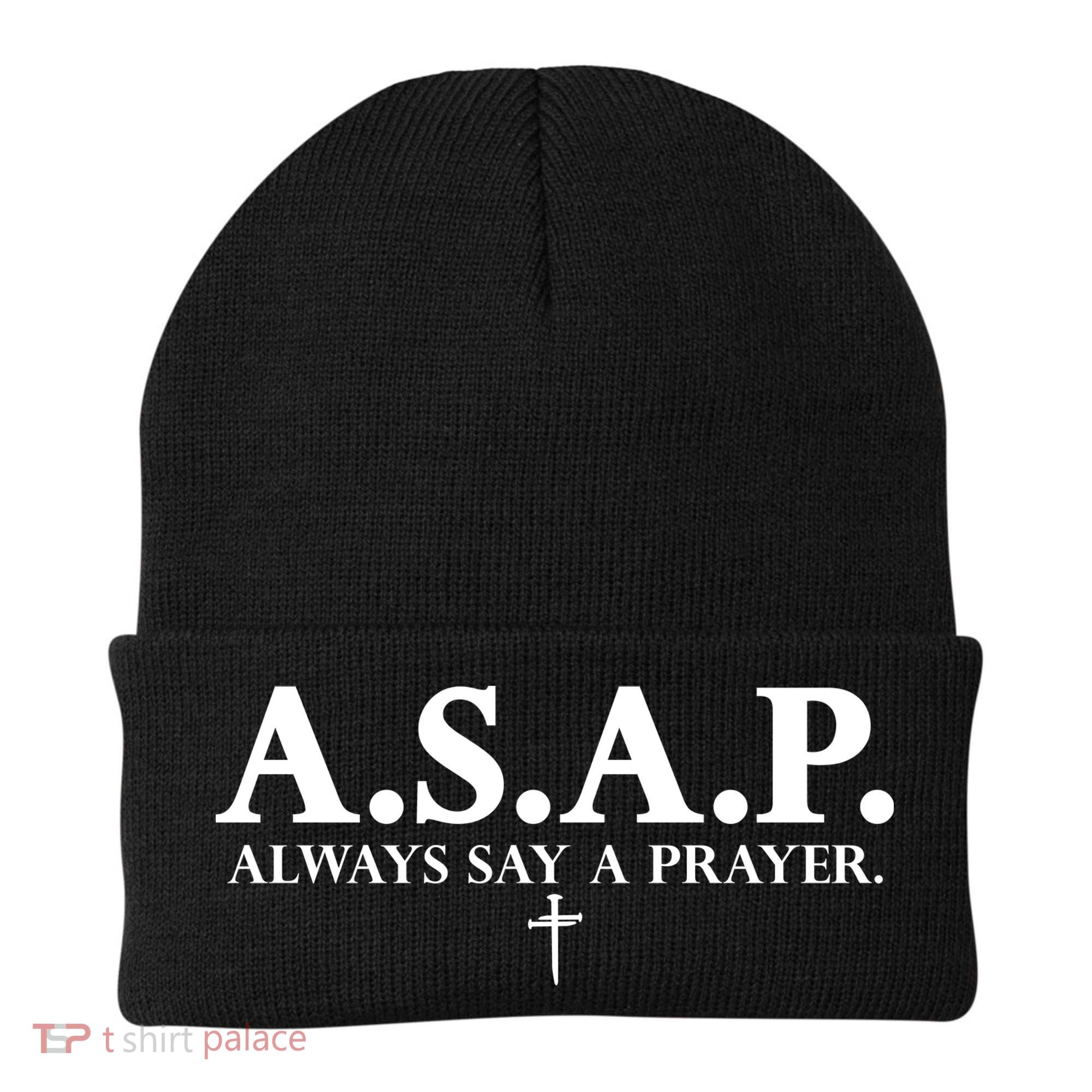 Asap Always Say A Prayer 3 Nails Cross Jesus Christ Christian Catholic Beanie