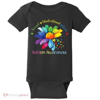 Autism Awareness Sunflower Accept Understand Love Autistic Baby Bodysuit