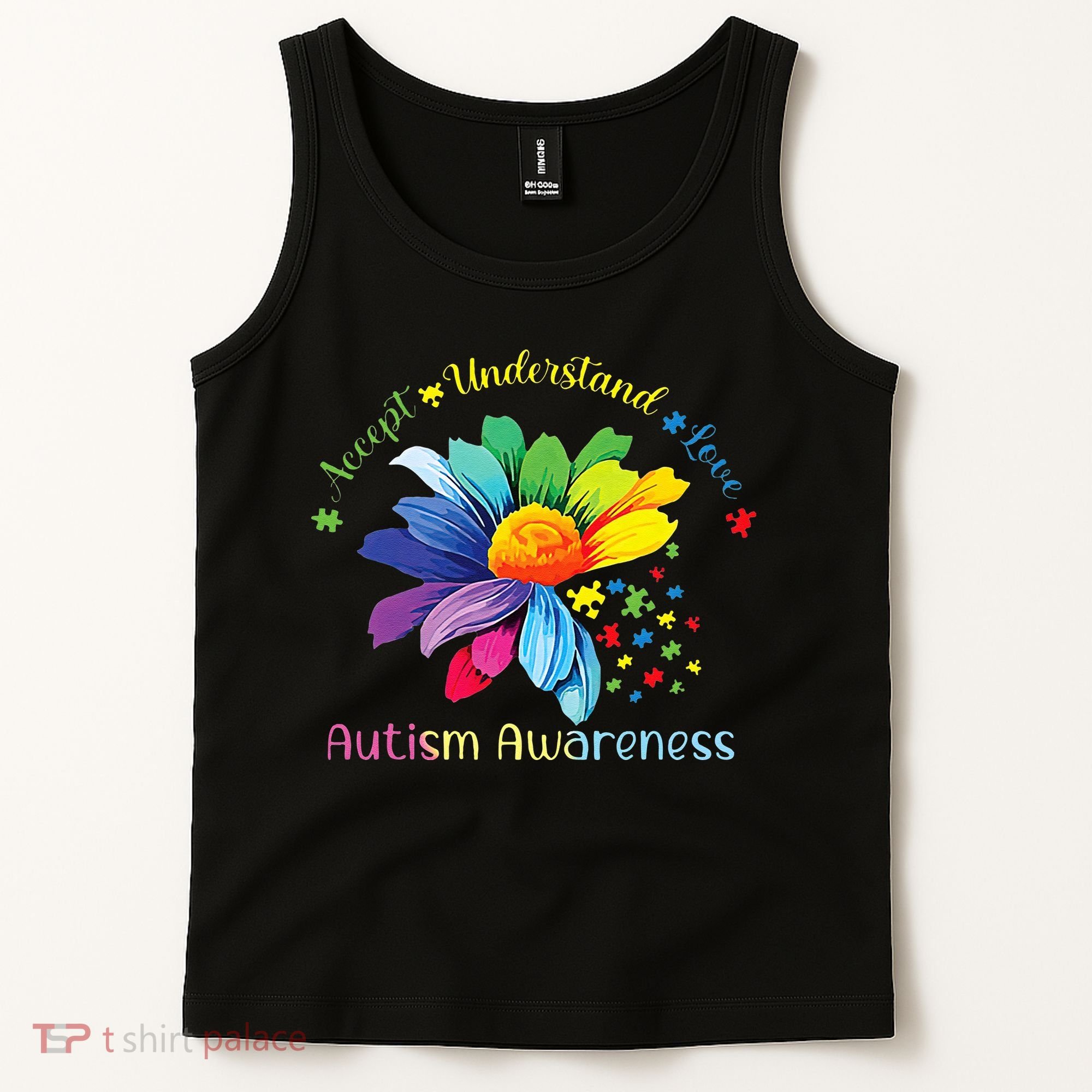 Autism Awareness Sunflower Accept Understand Love Autistic Tank Top