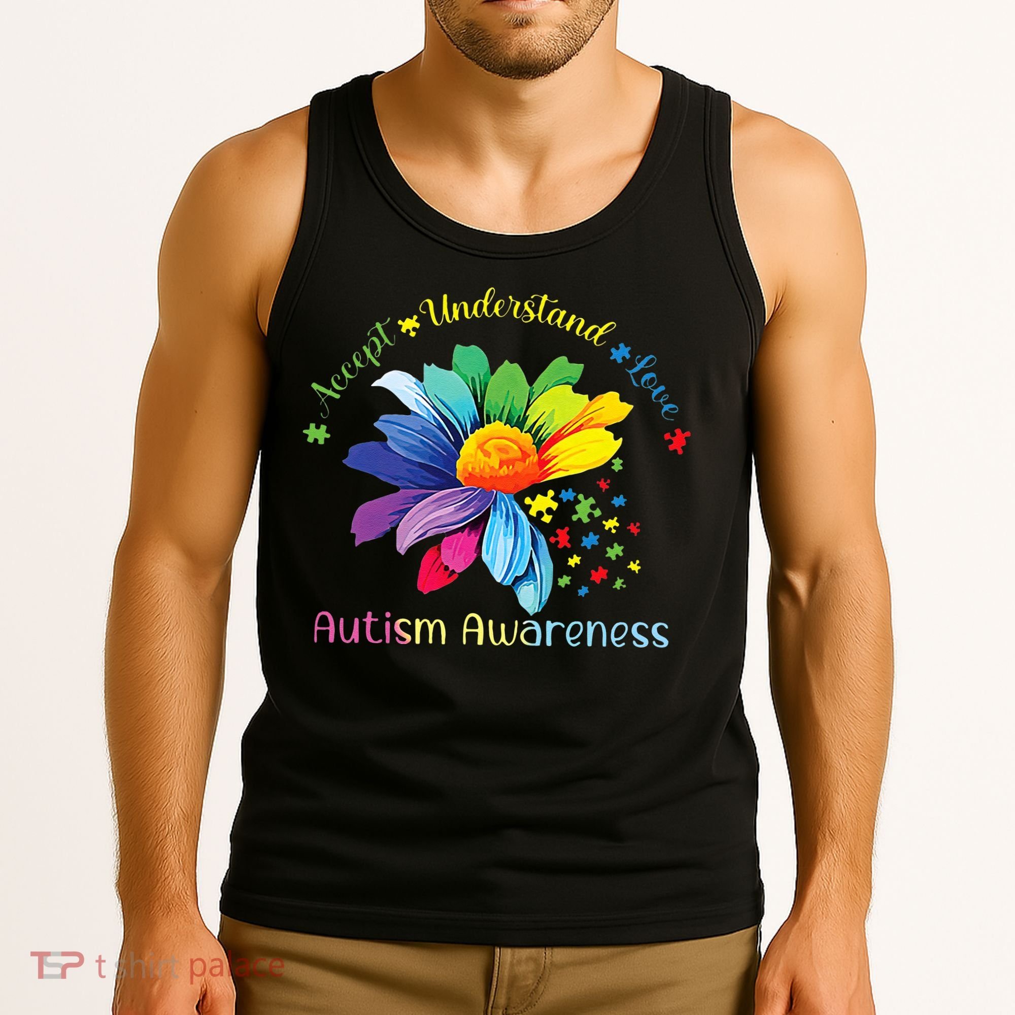 Autism Awareness Sunflower Accept Understand Love Autistic Tank Top