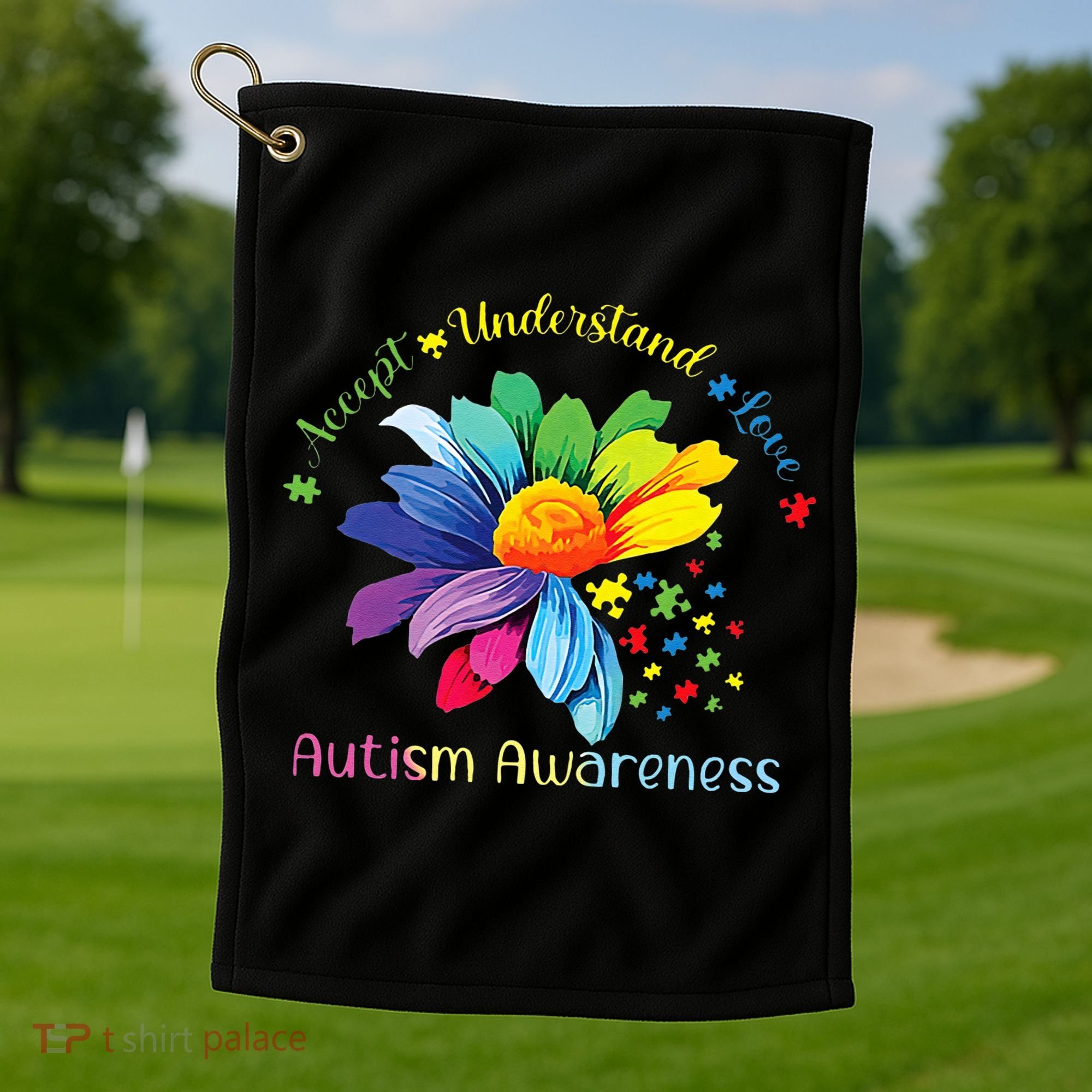 Autism Awareness Sunflower Accept Understand Love Autistic Golf Towel