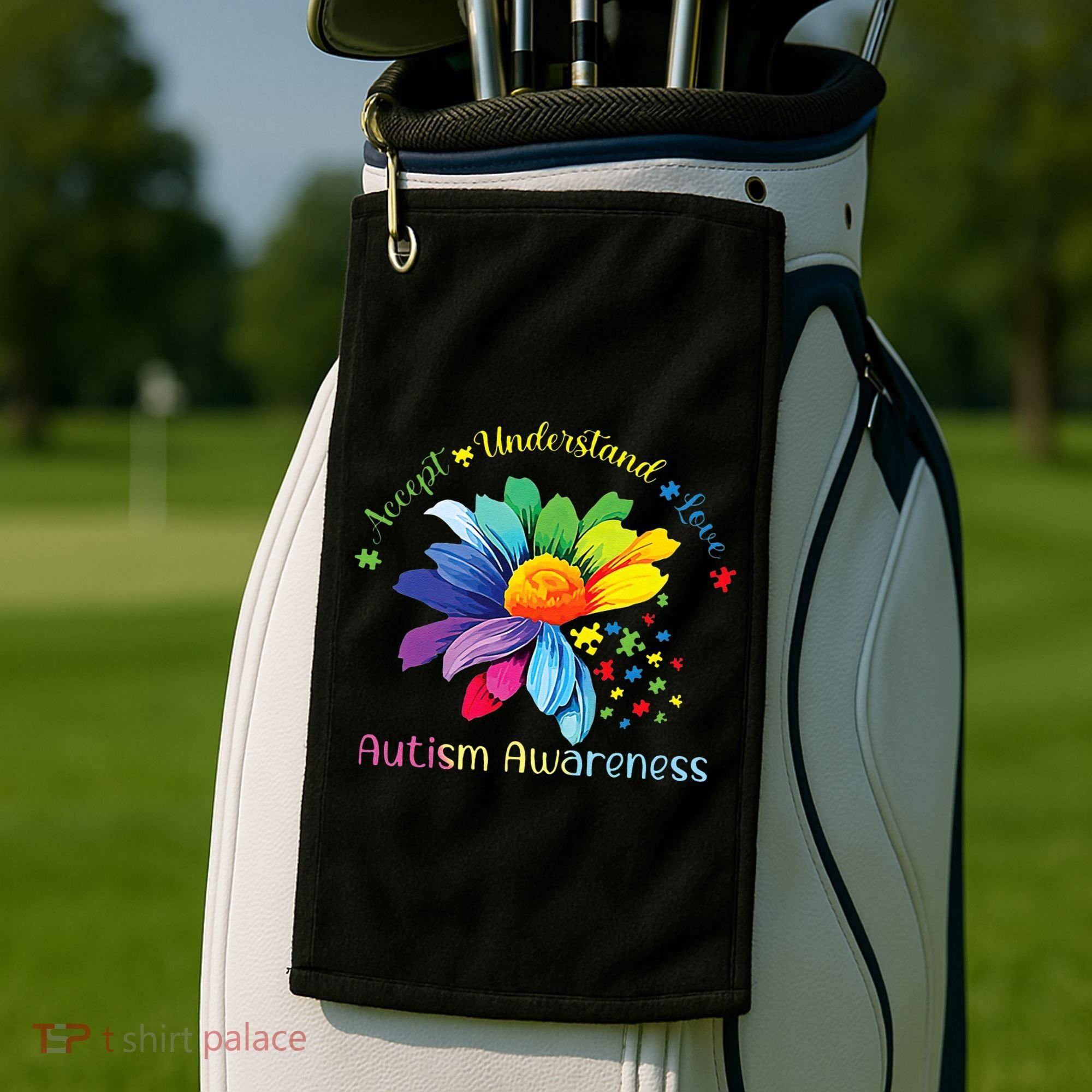 Autism Awareness Sunflower Accept Understand Love Autistic Golf Towel