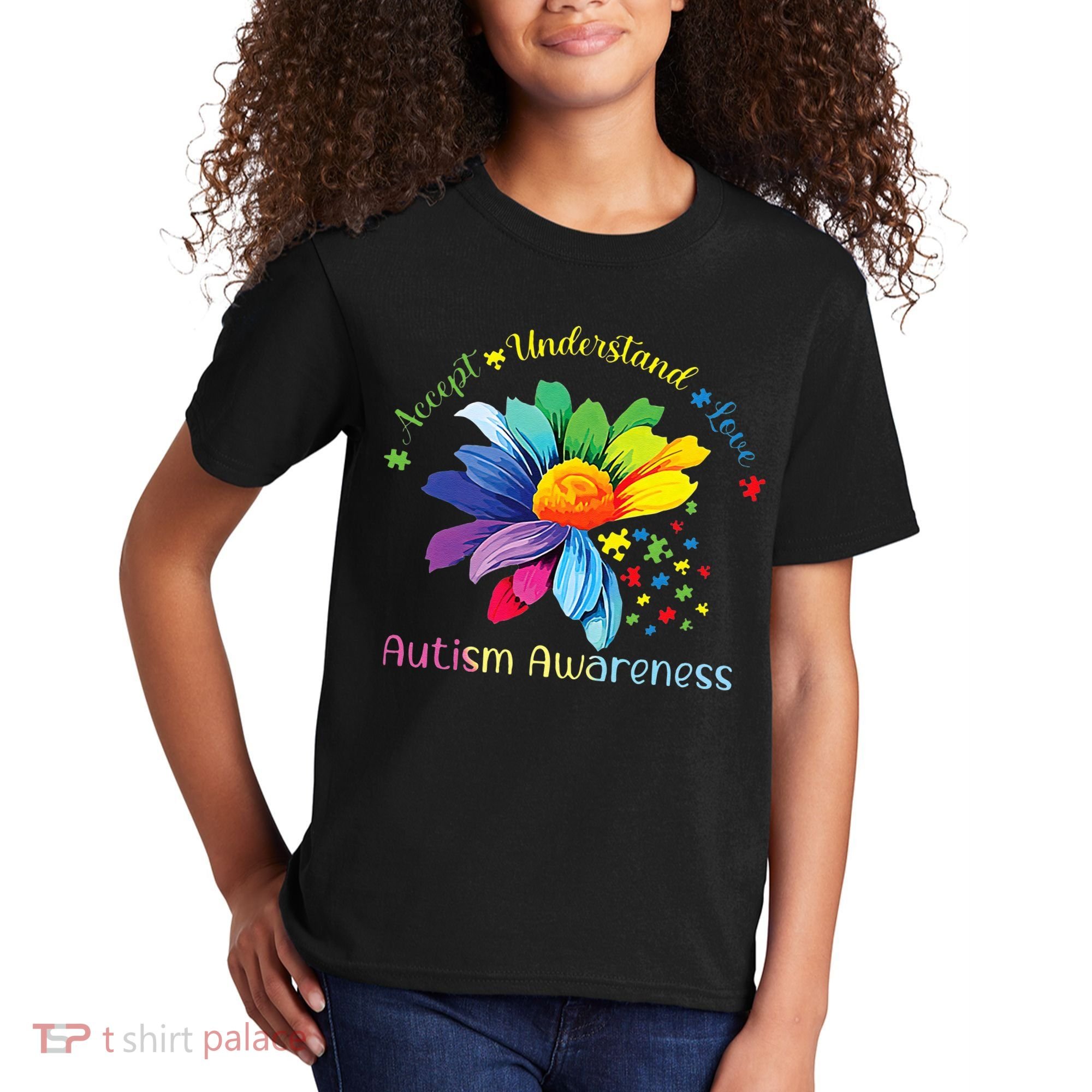 Autism Awareness Sunflower Accept Understand Love Autistic Kids T-Shirt