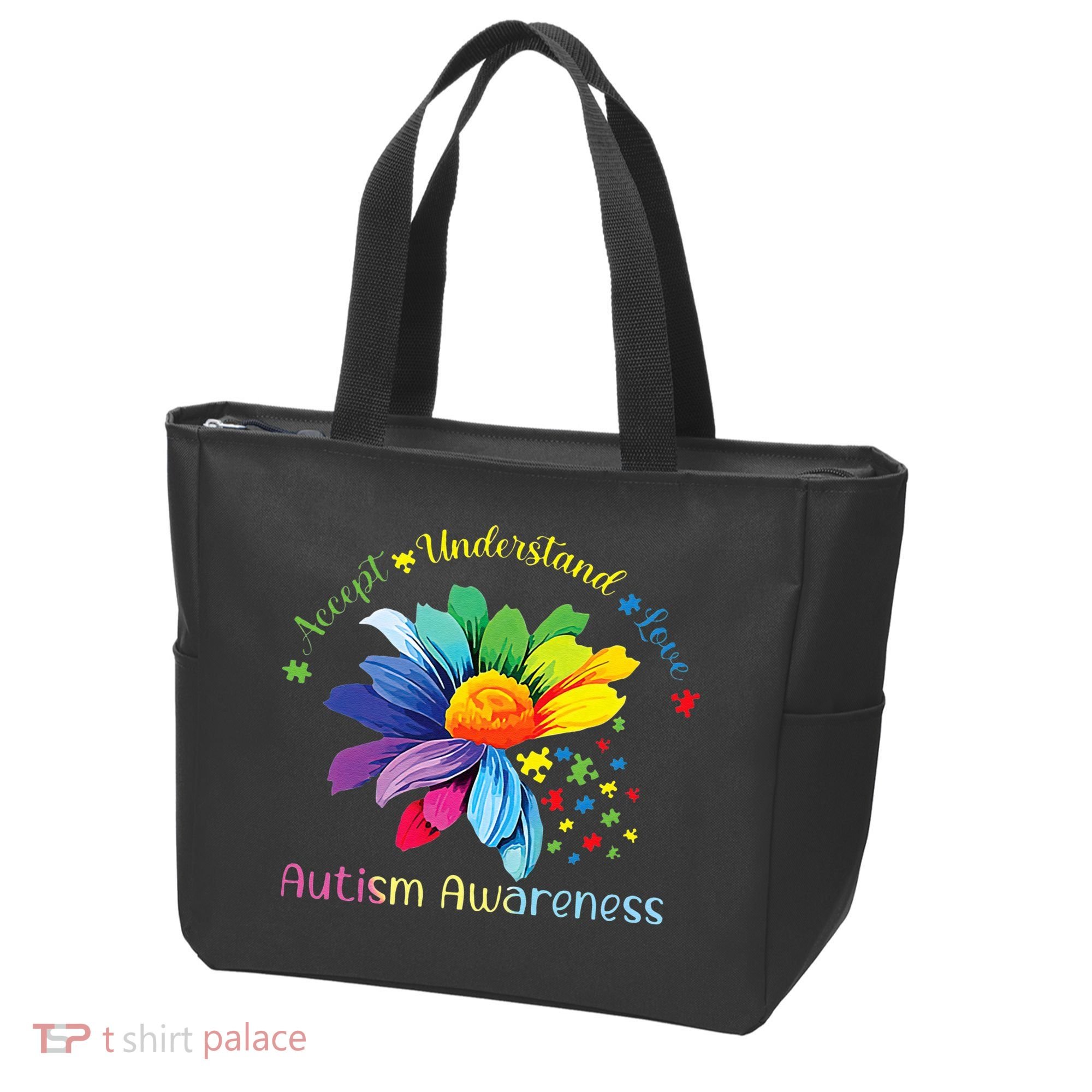 Autism Awareness Sunflower Accept Understand Love Autistic Tote Bag