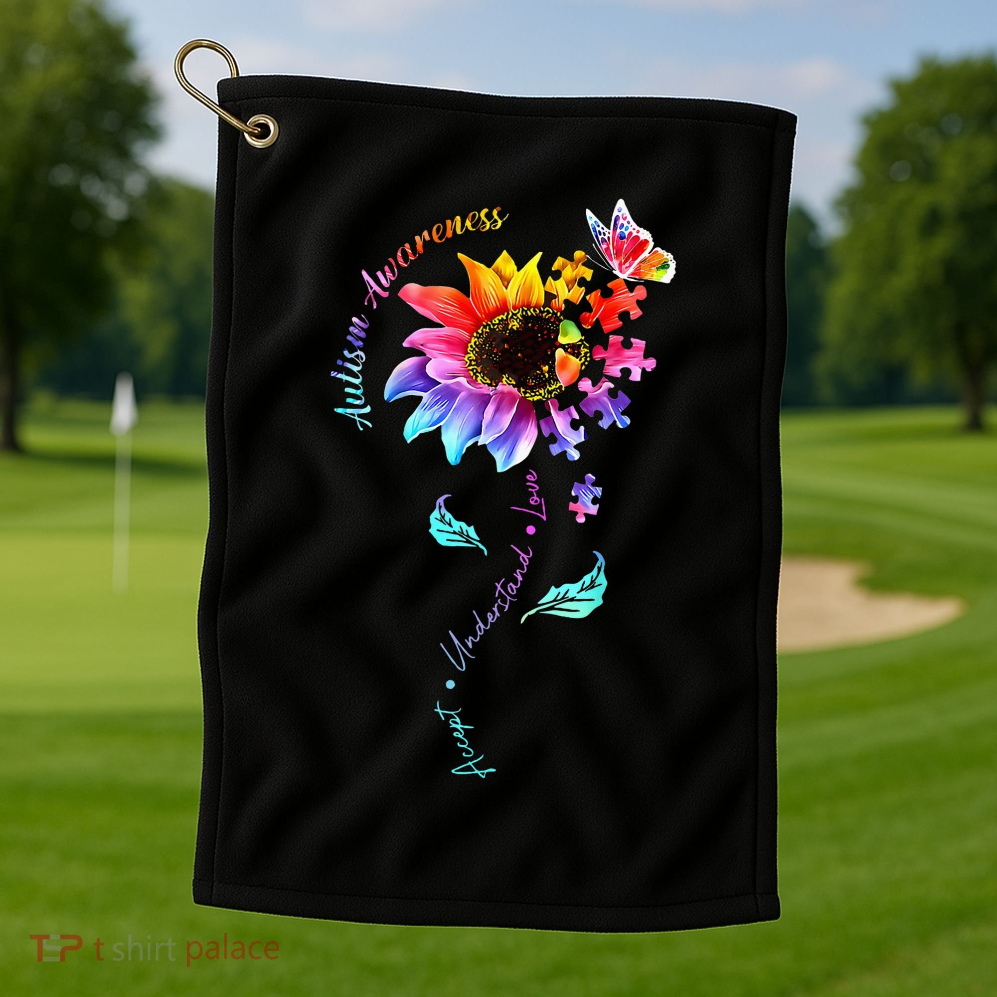 Autism Awareness Sunflower Autism Sunflower  Golf Towel