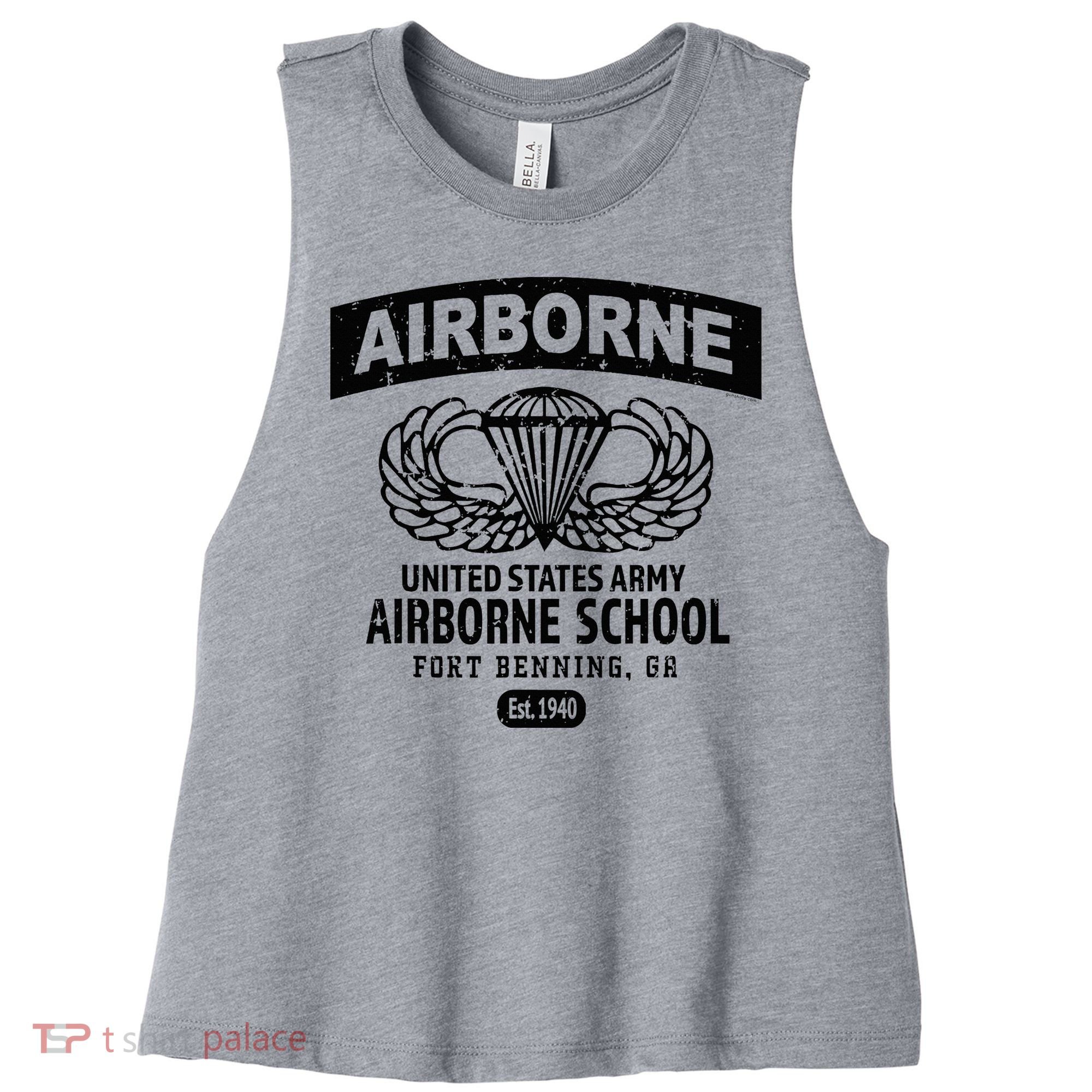 Army Airborne School Fort Benning Ga Women's Racerback Cropped Tank