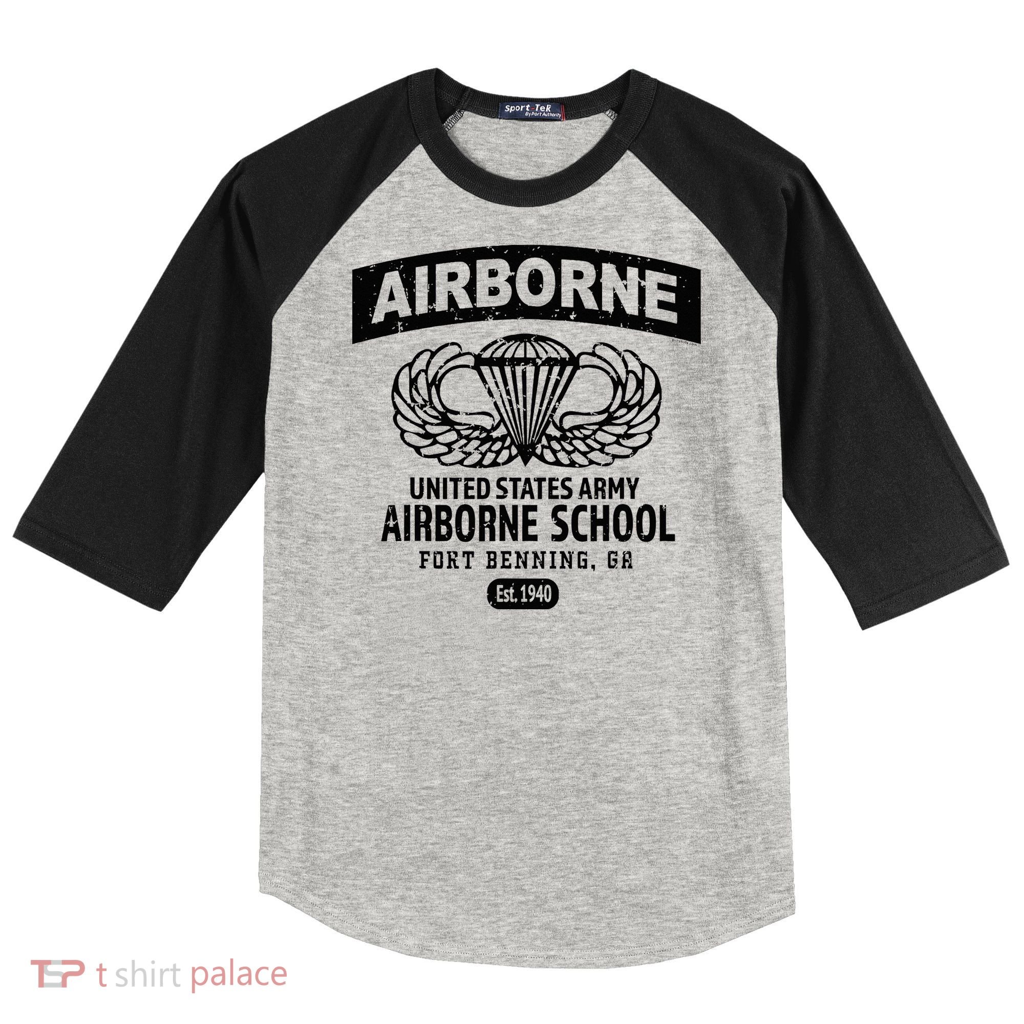 Army Airborne School Fort Benning Ga Raglan Baseball Sleeve Shirt