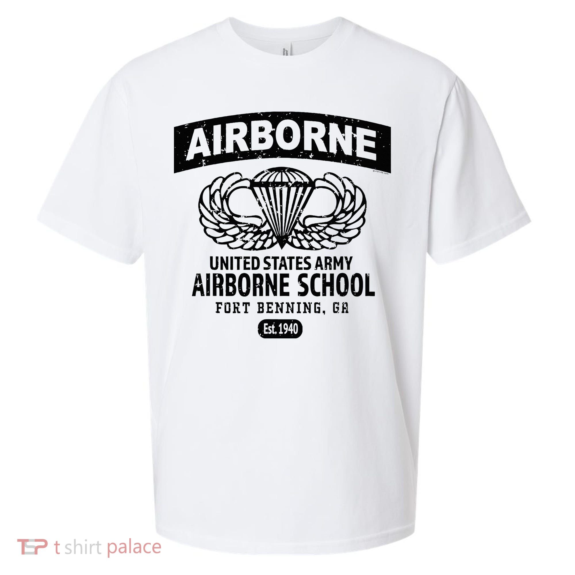 Army Airborne School Fort Benning Ga Sueded Cloud Jersey T-Shirt