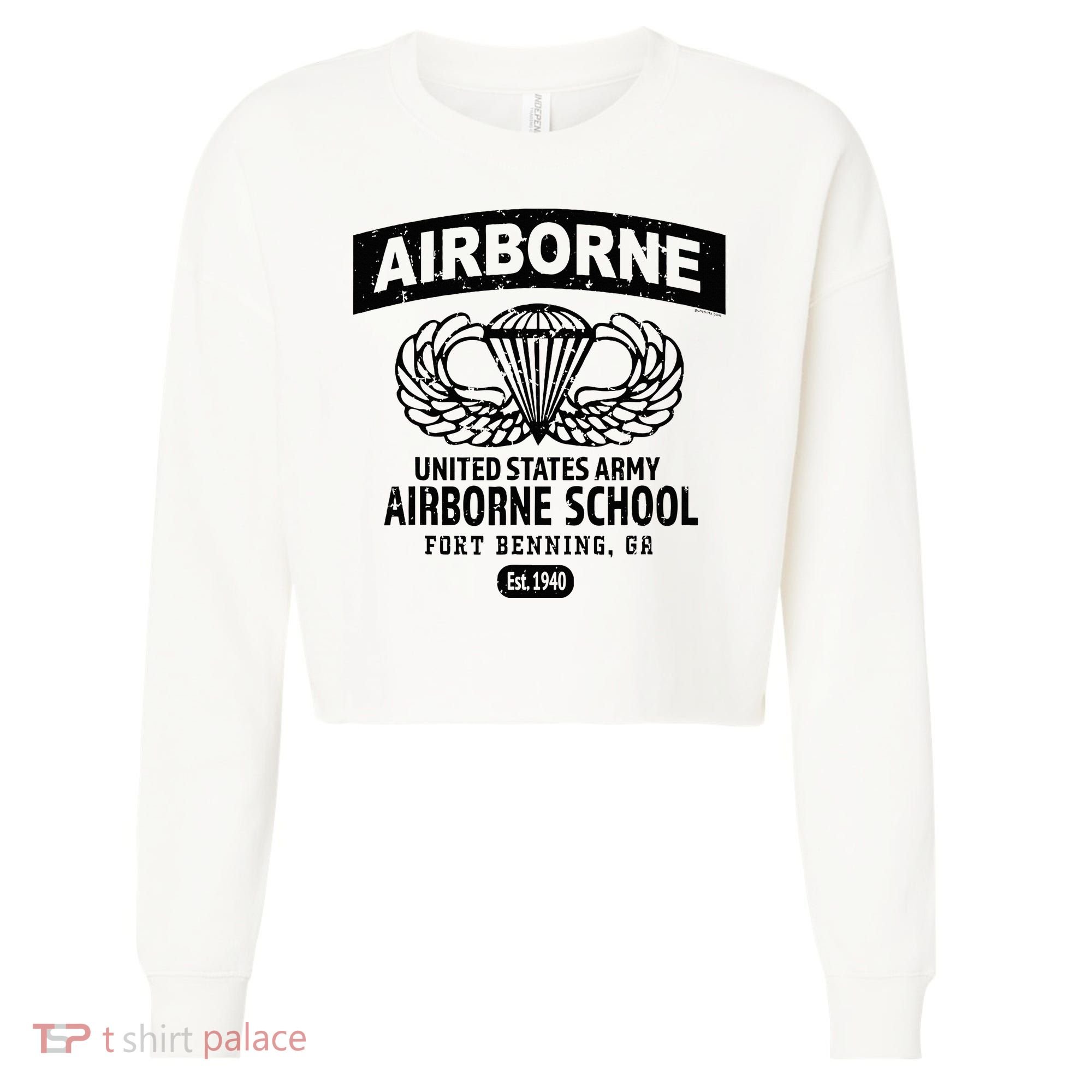 Army Airborne School Fort Benning Ga Cropped Pullover Crew
