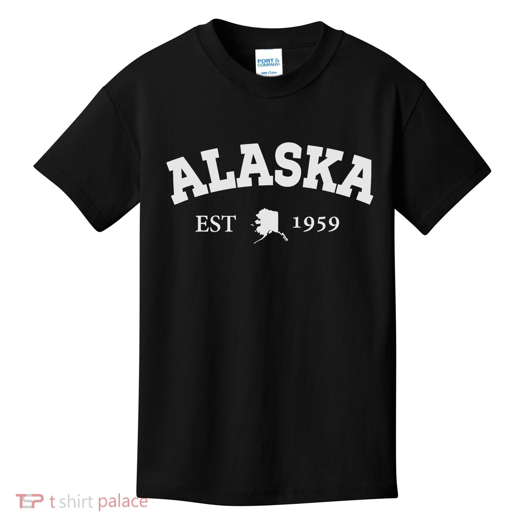 Awesome Alaska Shirt Alaska Est Map 1959 Sports Kids T-Shirt
