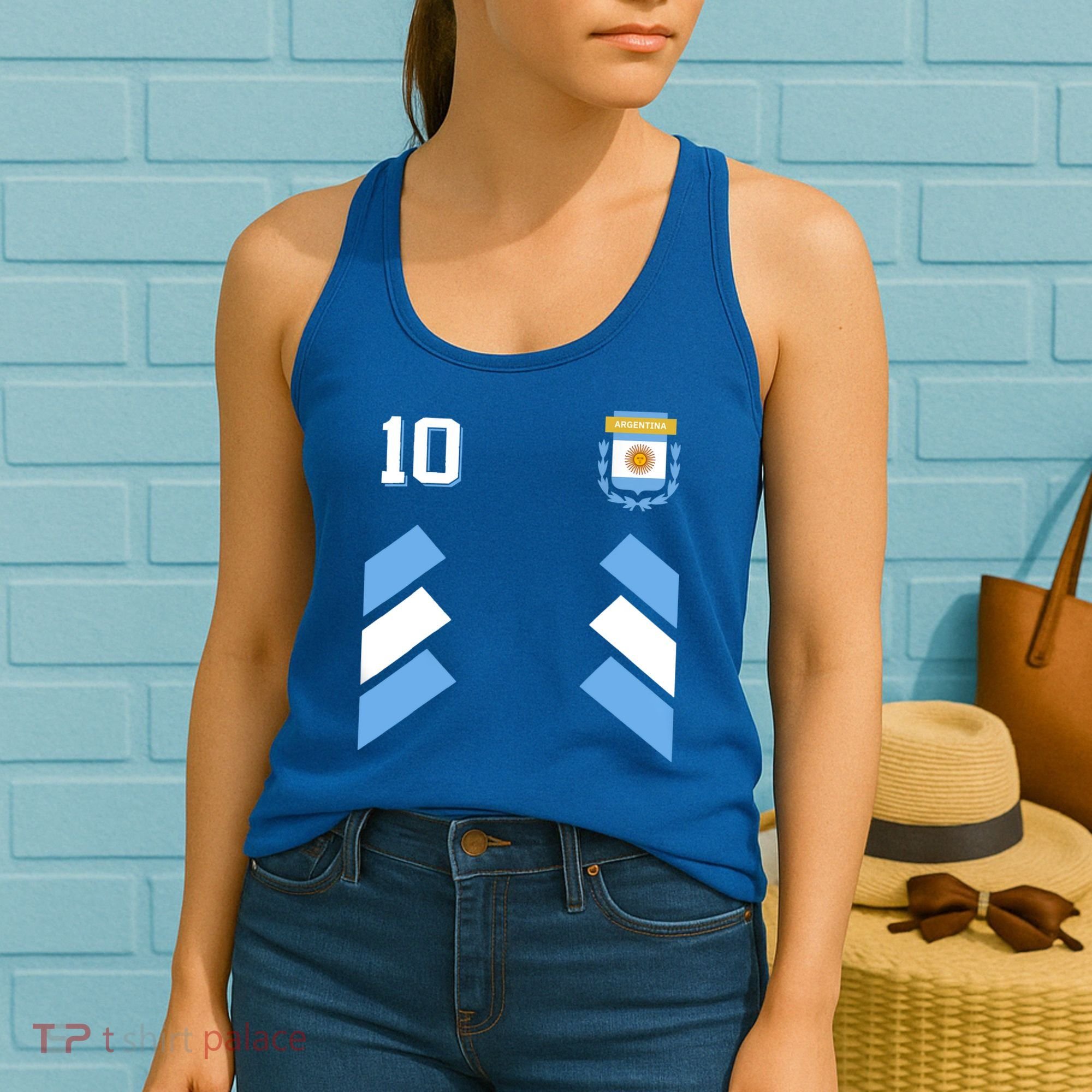 Awesome Argentina Soccer Argentinian Football Retro 10 Gift Women's Tank Top