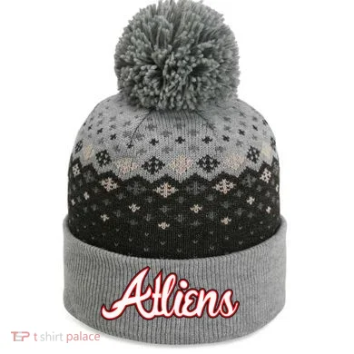 Atliens Atlanta Script The Baniff Cuffed Pom Beanie