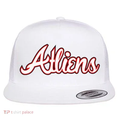 Atliens Atlanta Script Flat Bill Trucker Hat