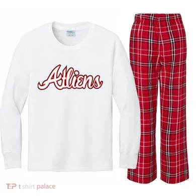 Atliens Atlanta Script Kids Long Sleeve Plaid Pajama Set