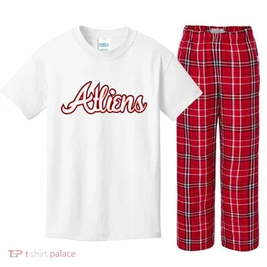 Atliens Atlanta Script Kids Plaid Pajama Set