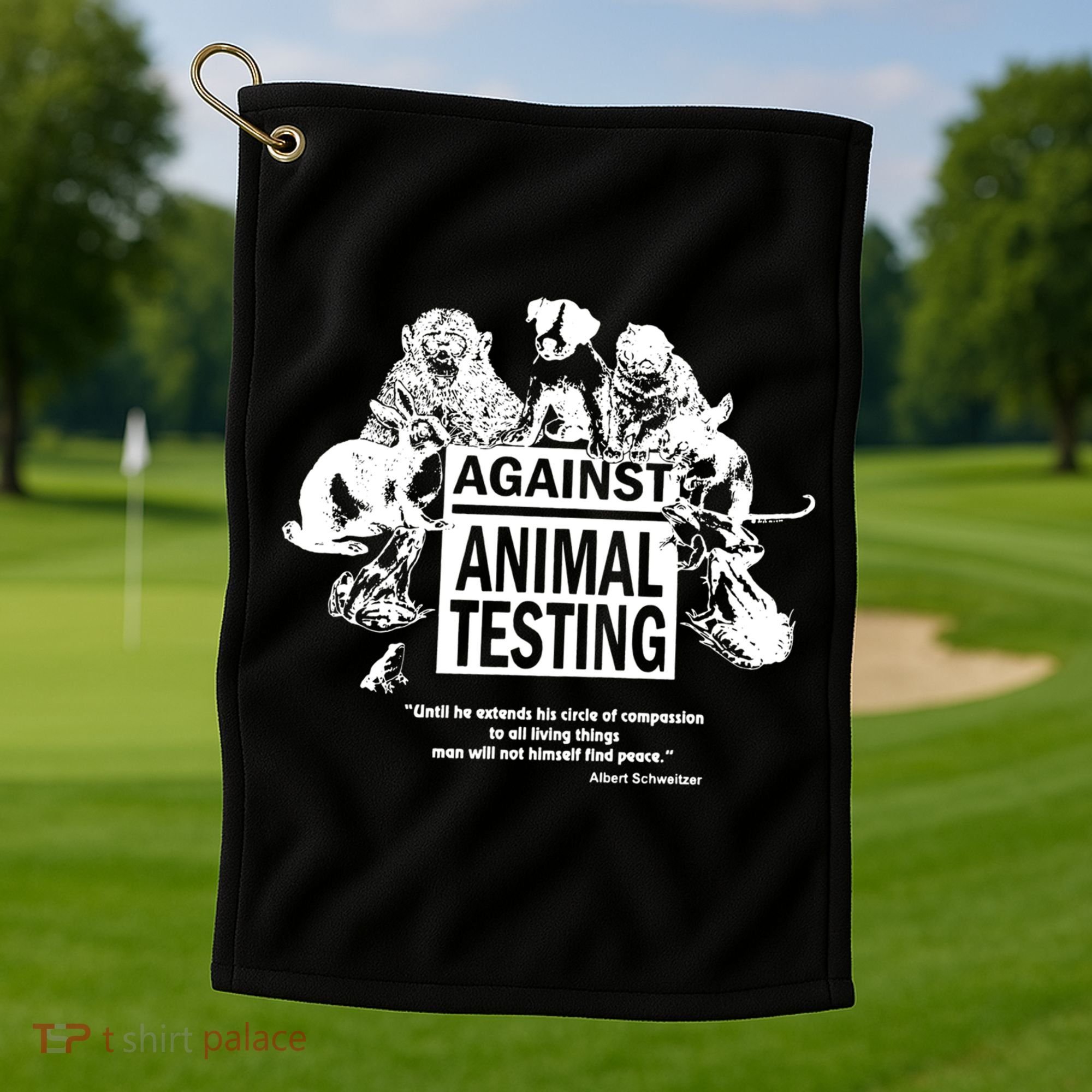 Against Animal Testing Farm Pet Liberation Right Vegan Retro Cool Gift Golf Towel