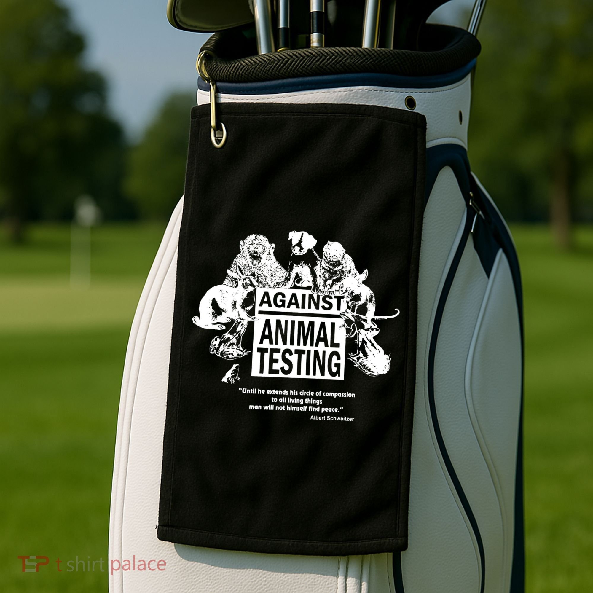 Against Animal Testing Farm Pet Liberation Right Vegan Retro Cool Gift Golf Towel