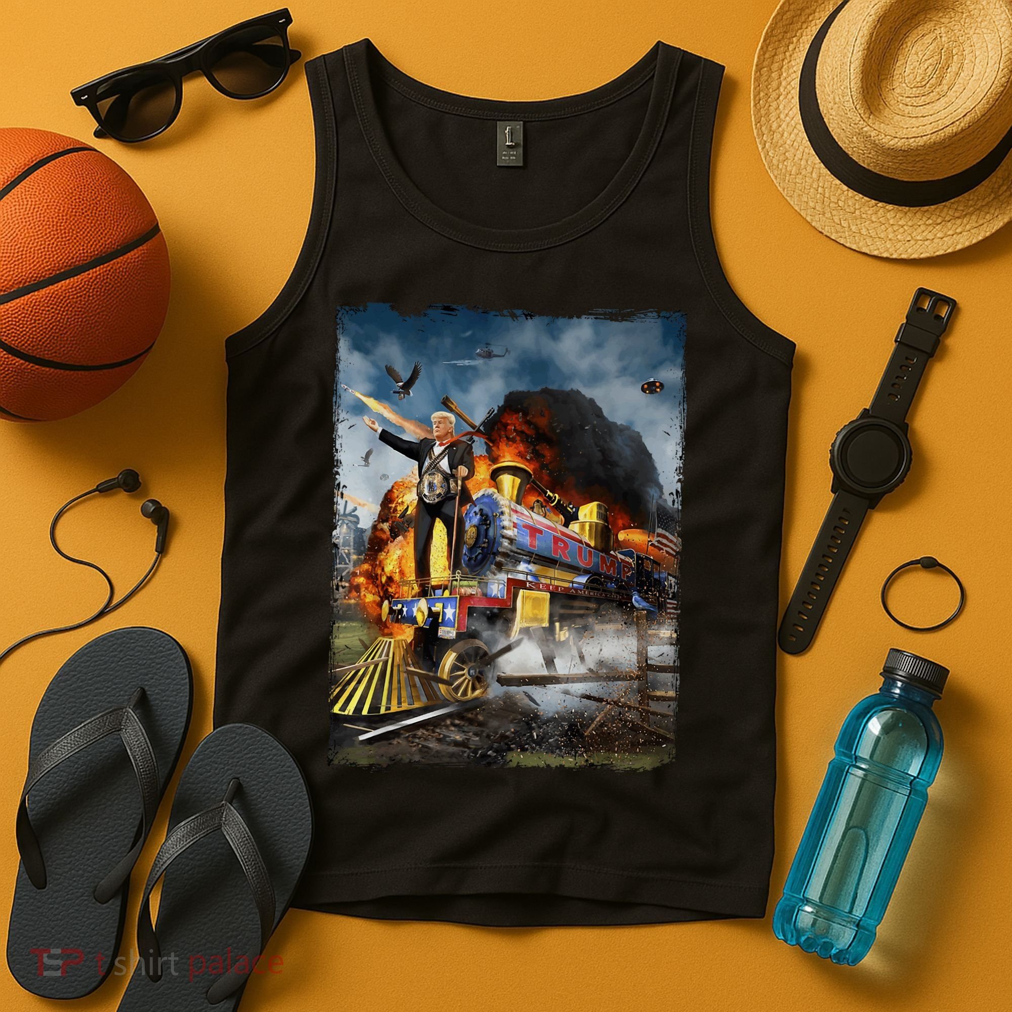 All Aboard The Trump Train Graphic Art Tank Top