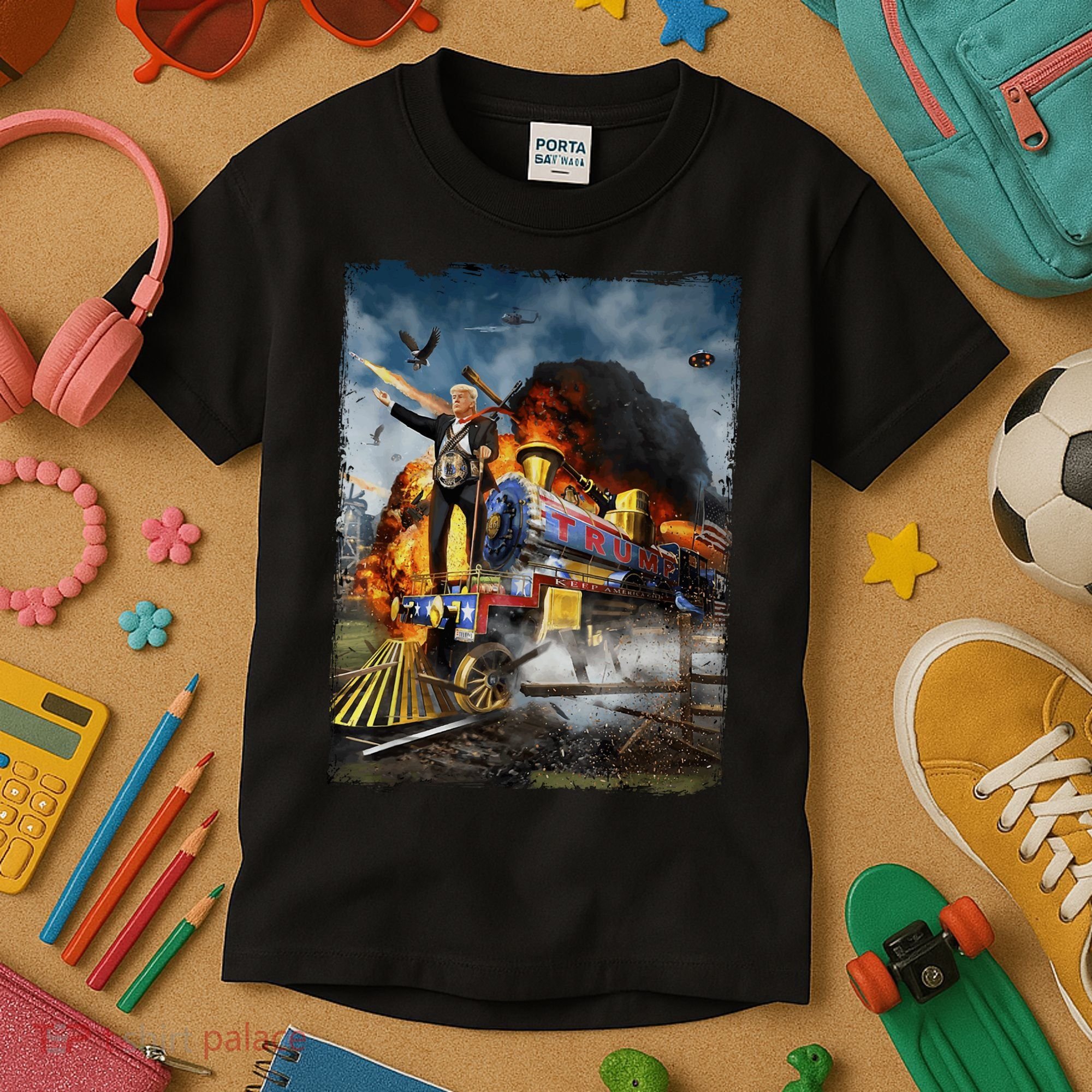 All Aboard The Trump Train Graphic Art Kids T-Shirt
