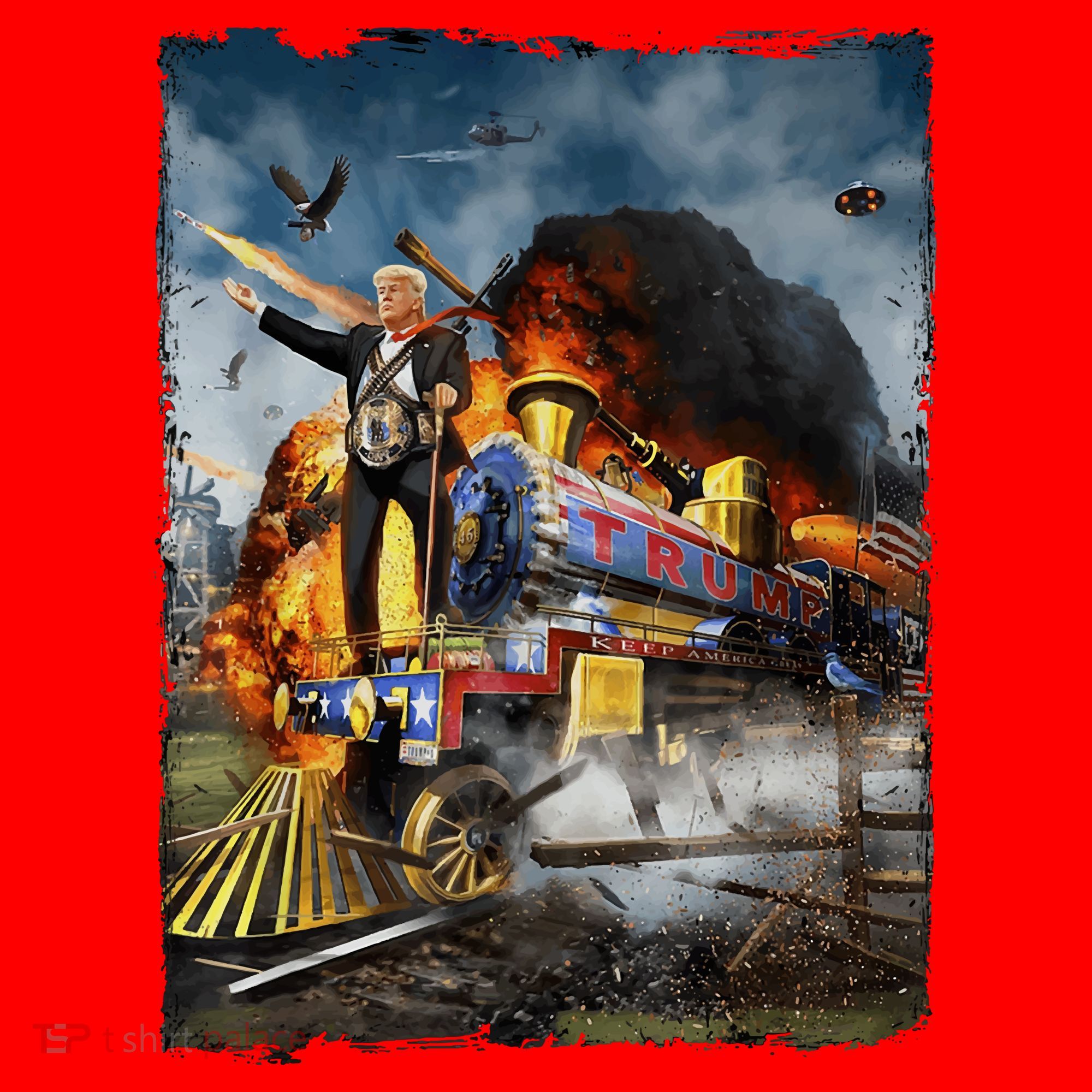 All Aboard The Trump Train Graphic Art Santa Hat