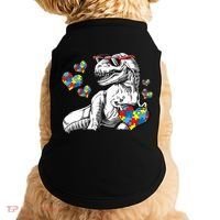 Autism Awareness TRex Dinosaur Sunglasses Heart Puzzle Doggie Tank thumb 0