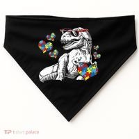 Autism Awareness TRex Dinosaur Sunglasses Heart Puzzle USA-Made Doggie Bandana thumb 0