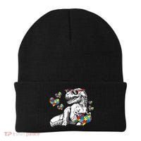 Autism Awareness TRex Dinosaur Sunglasses Heart Puzzle Beanie thumb 0