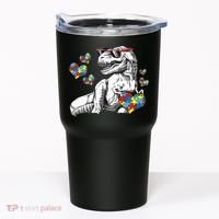 Autism Awareness TRex Dinosaur Sunglasses Heart Puzzle Tumbler thumb 0