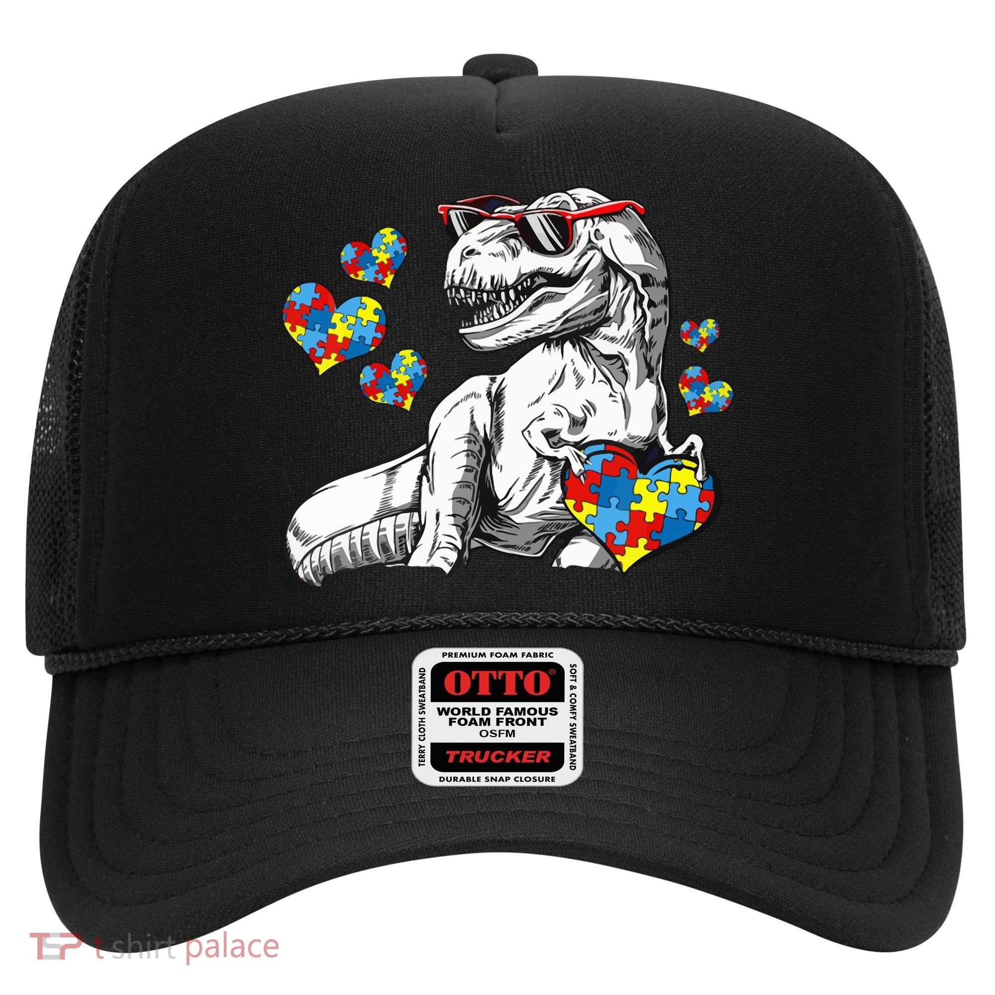 Autism Awareness TRex Dinosaur Sunglasses Heart Puzzle Hat