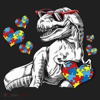 Autism Awareness TRex Dinosaur Sunglasses Heart Puzzle Hat thumb 2