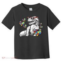 Autism Awareness TRex Dinosaur Sunglasses Heart Puzzle Toddler T-Shirt thumb 0