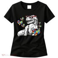 Autism Awareness TRex Dinosaur Sunglasses Heart Puzzle Women's T-Shirt thumb 0