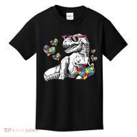 Autism Awareness TRex Dinosaur Sunglasses Heart Puzzle Kids T-Shirt thumb 0