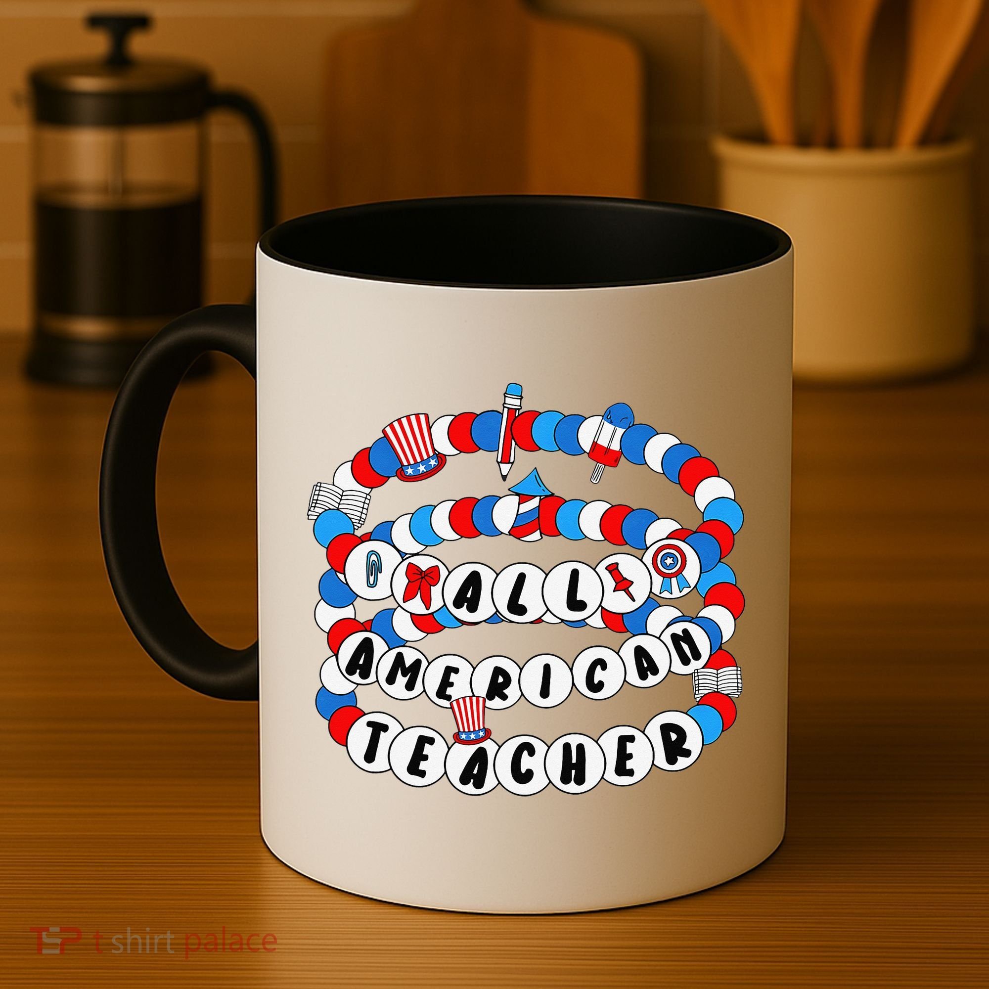 All American Teacher 4th July Bracelet Teacher Appreciation Coffee Mug