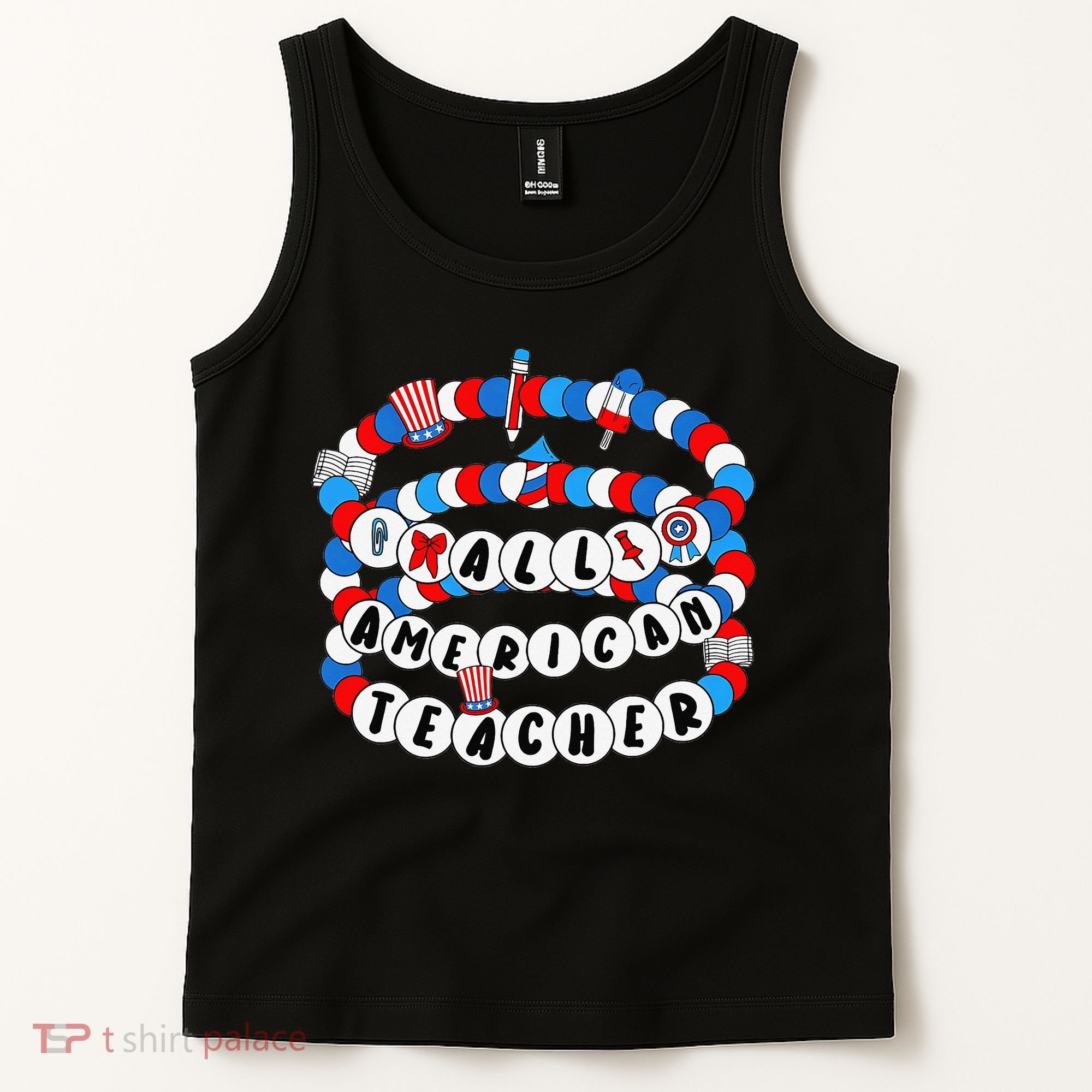 All American Teacher 4th July Bracelet Teacher Appreciation Tank Top