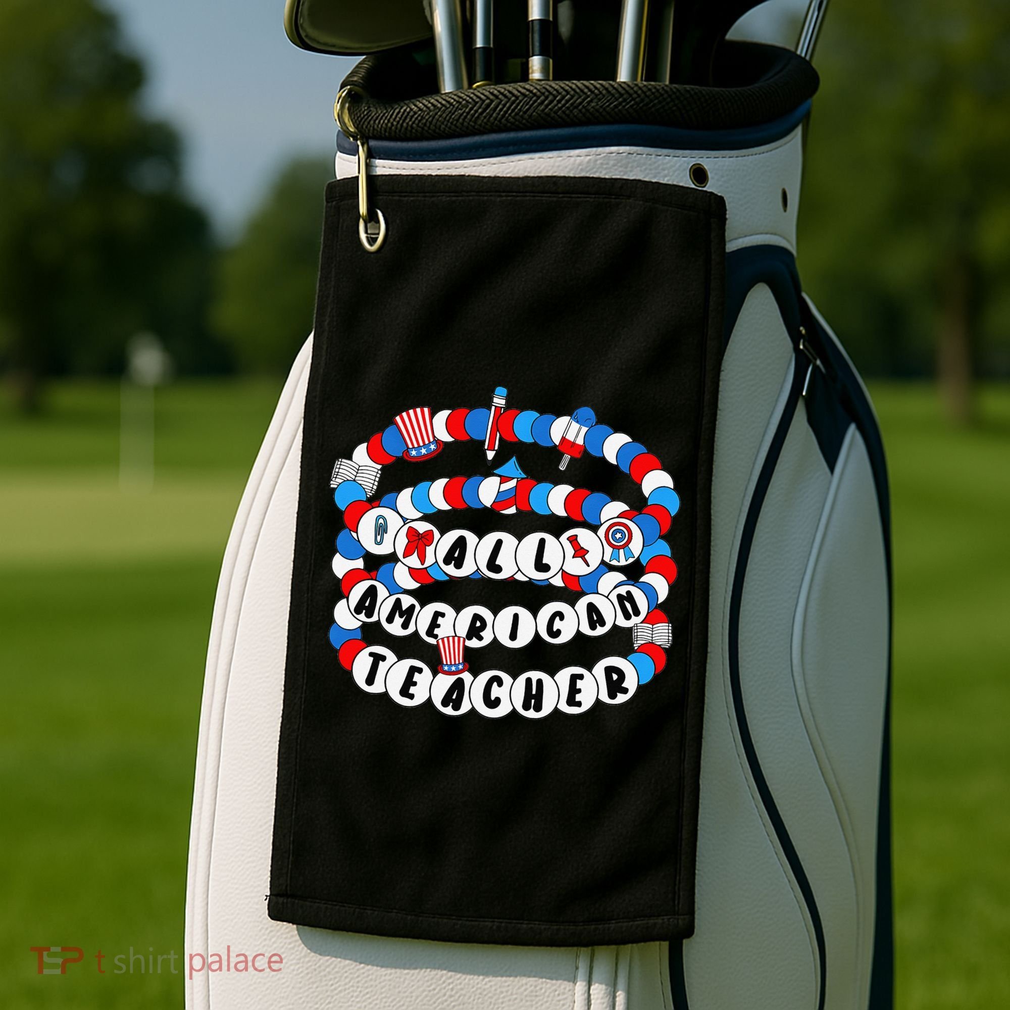 All American Teacher 4th July Bracelet Teacher Appreciation Golf Towel