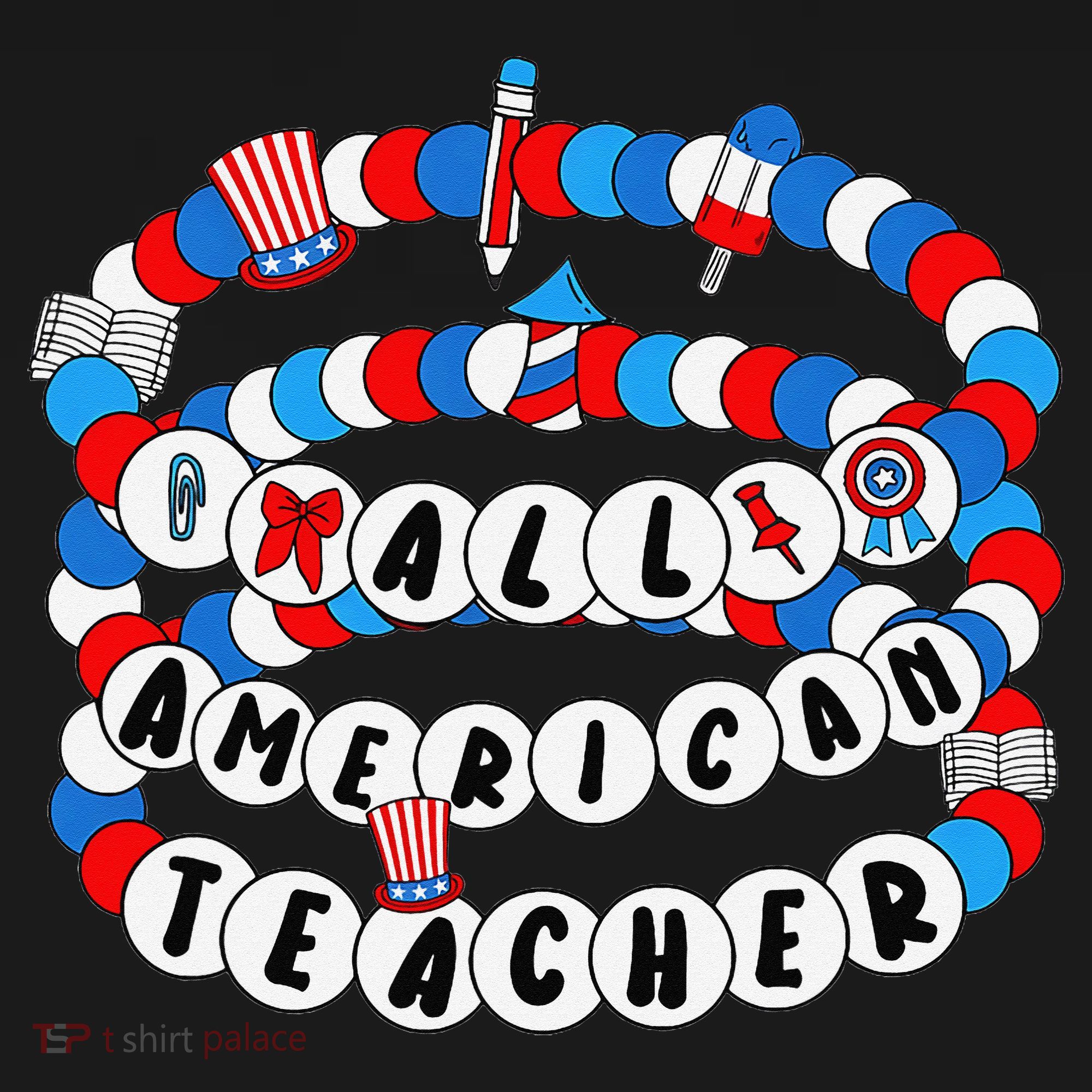 All American Teacher 4th July Bracelet Teacher Appreciation Visor