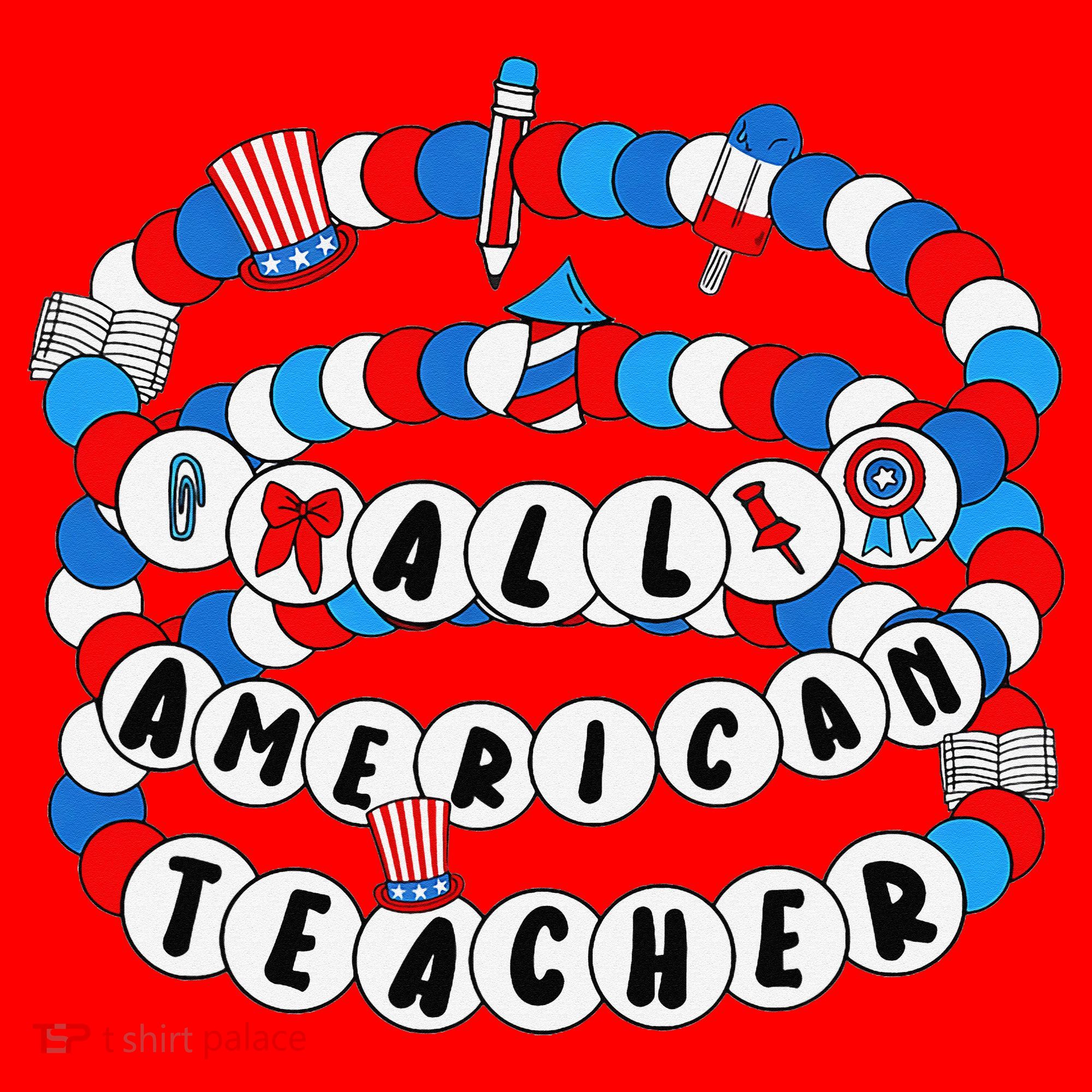 All American Teacher 4th July Bracelet Teacher Appreciation Santa Hat