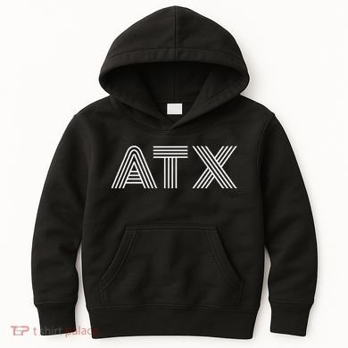 Atx Austin Tx Retro Design In White Kids Hoodie