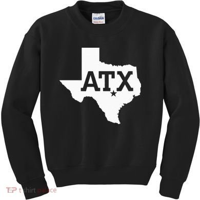 ATX Austin TX Design With Texas Silhouette Kids Sweatshirt