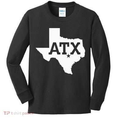 ATX Austin TX Design With Texas Silhouette Kids Long Sleeve Shirt