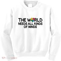 Autism Awareness The World Needs All Kinds Of Minds Kids Sweatshirt thumb 0