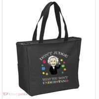 Autism Awareness Teacher Accept Don't Judge Albert Einstein Tote Bag thumb 2
