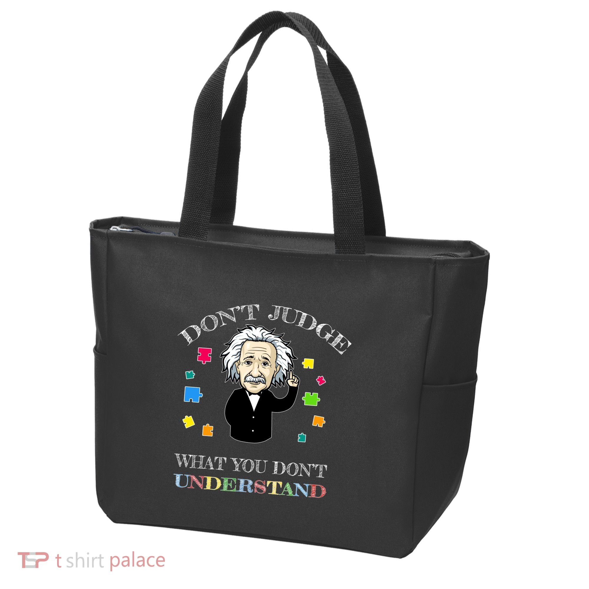Autism Awareness Teacher Accept Don't Judge Albert Einstein Tote Bag