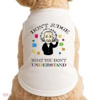 Autism Awareness Teacher Accept Don't Judge Albert Einstein Doggie Tank thumb 0