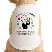 Autism Awareness Teacher Accept Don't Judge Albert Einstein Doggie Tank thumb 0