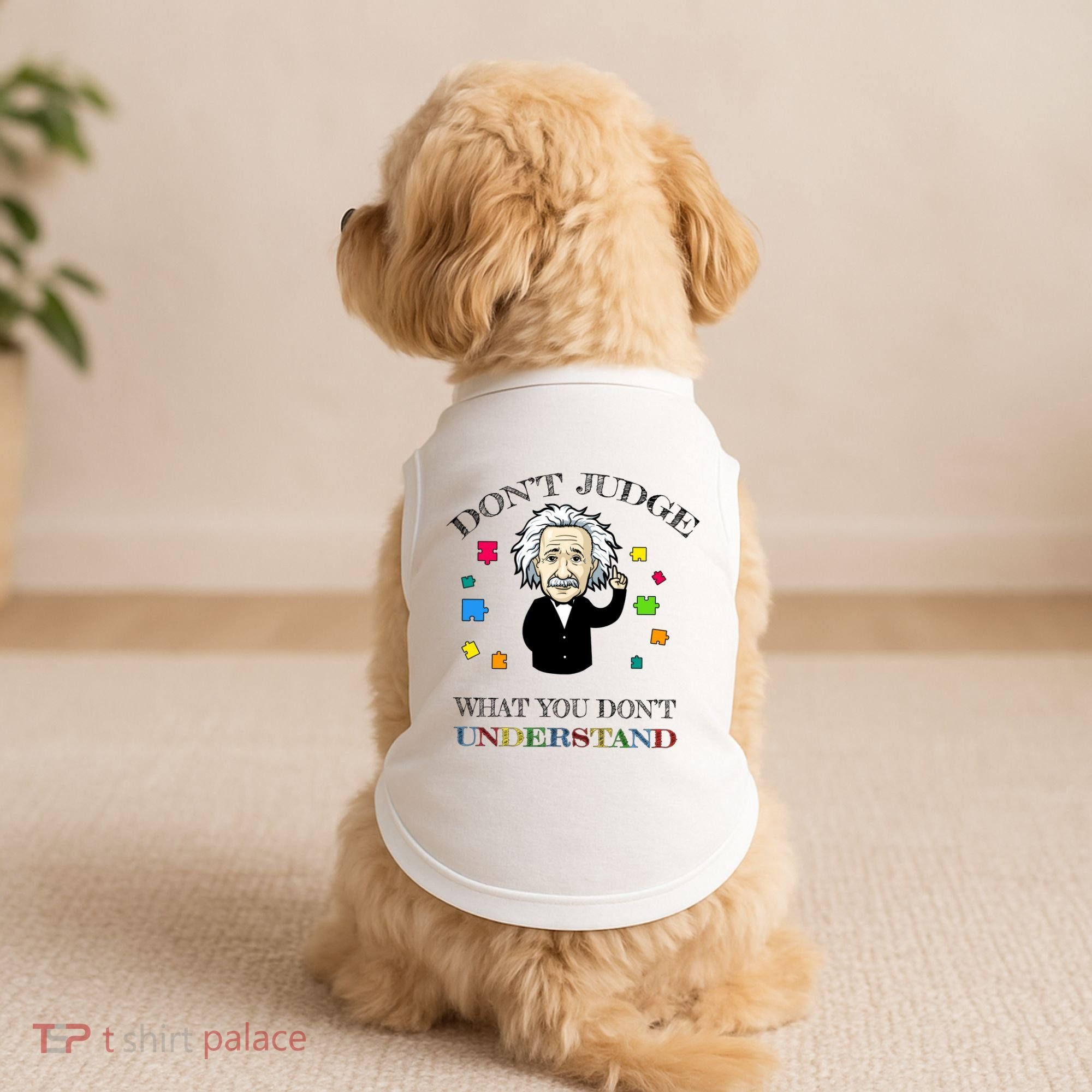 Autism Awareness Teacher Accept Don't Judge Albert Einstein Doggie Tank