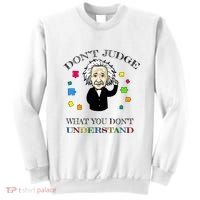 Autism Awareness Teacher Accept Don't Judge Albert Einstein Sweatshirt thumb 0